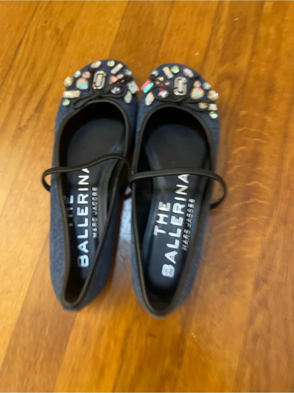 Marc Jacobs Navy Jeweled Mary Jane Flats